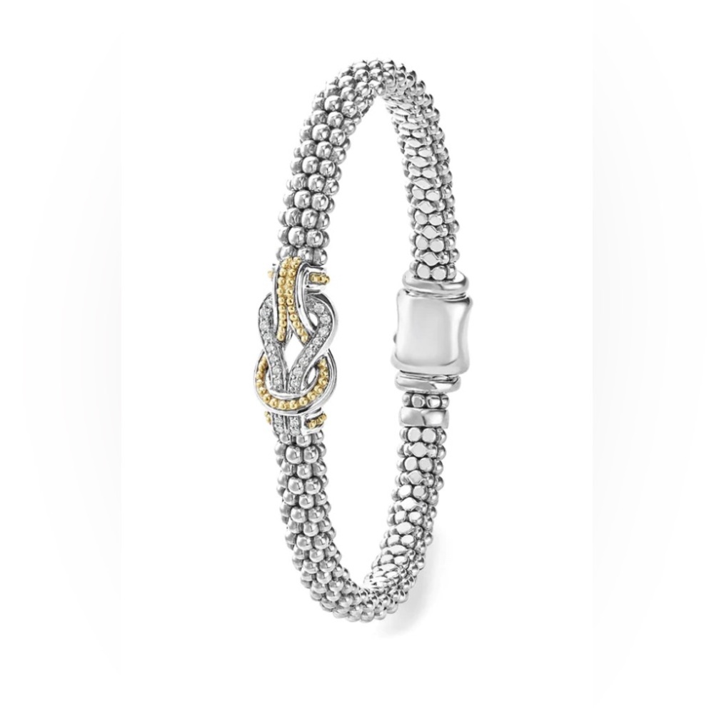 LAGOS NEWPORT TWO TONe KNOT DIAMOND CAVIAR BRACELET 6mm